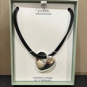 ATTERRI | Heart Statement Piece Adjustable Leather Necklace